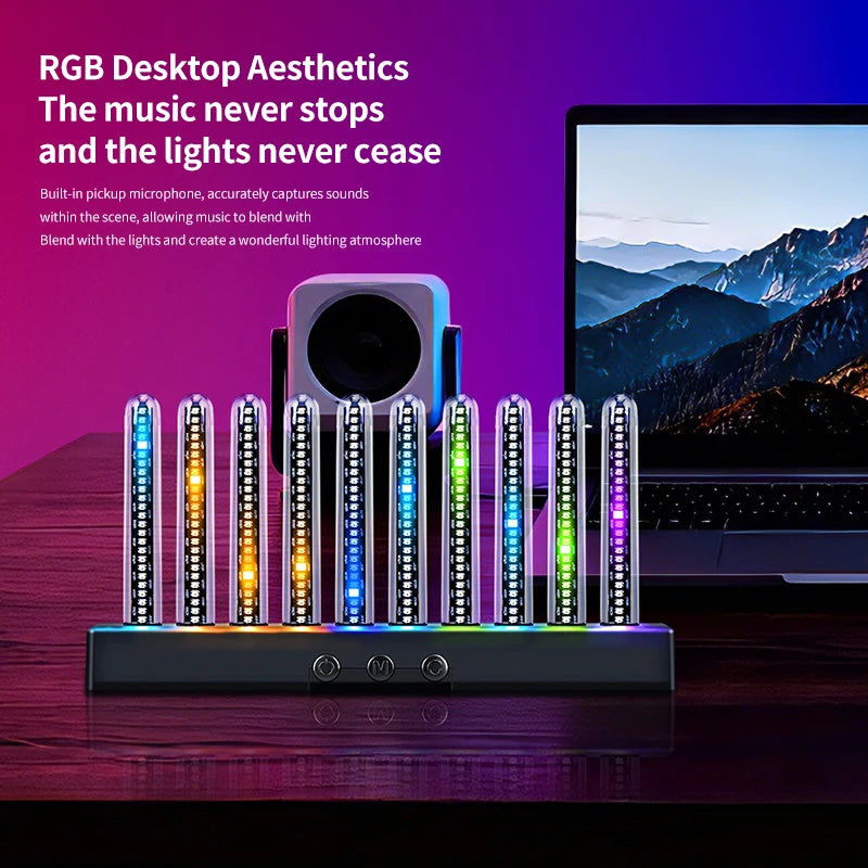 VoltGlow™ 10-Tube RGB Sound-Reactive Ambient Light Bar