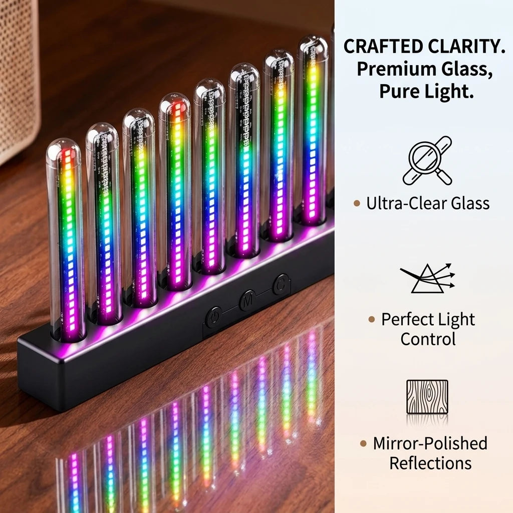 VoltGlow™ 10-Tube RGB Sound-Reactive Ambient Light Bar
